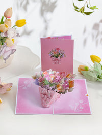 Tulip Flower Bouquet 3D Pop Up Card