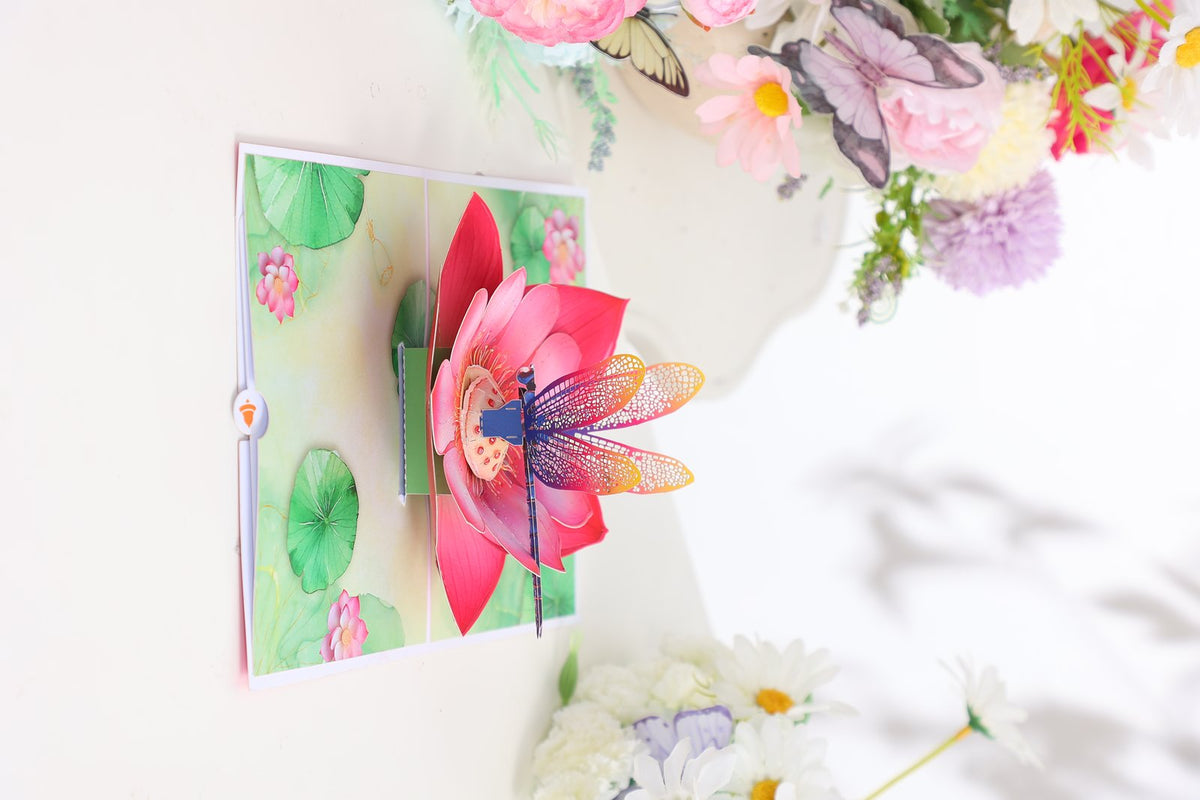 Lotus Dragonfly 3D Pop Up Card