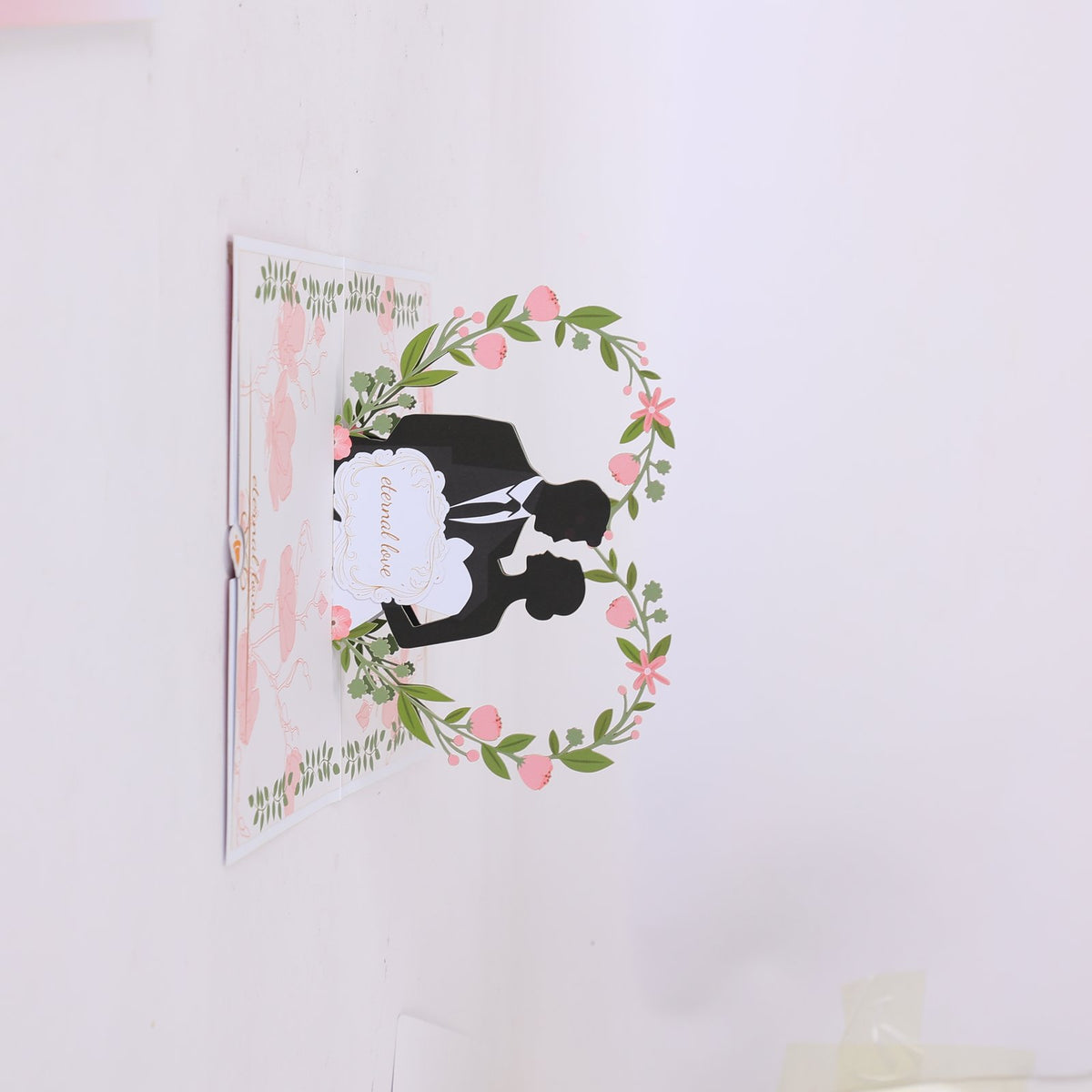 Floral Wreath Wedding Silhouette 3D Pop Up Card