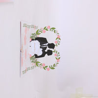 Floral Wreath Wedding Silhouette 3D Pop Up Card
