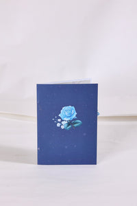 Blue White Rose Heart 3D Pop Up Card