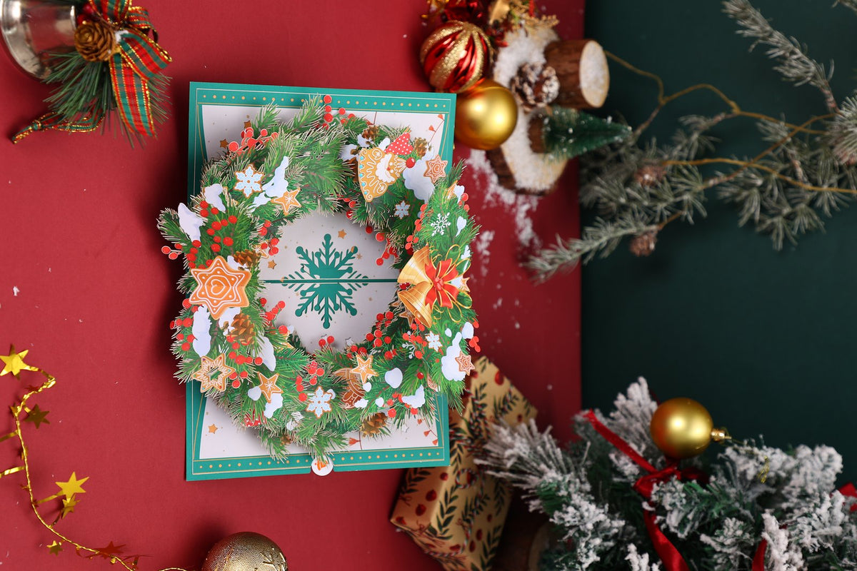 Christmas Gingerbread Floral Wreath 3D Pop Up Card