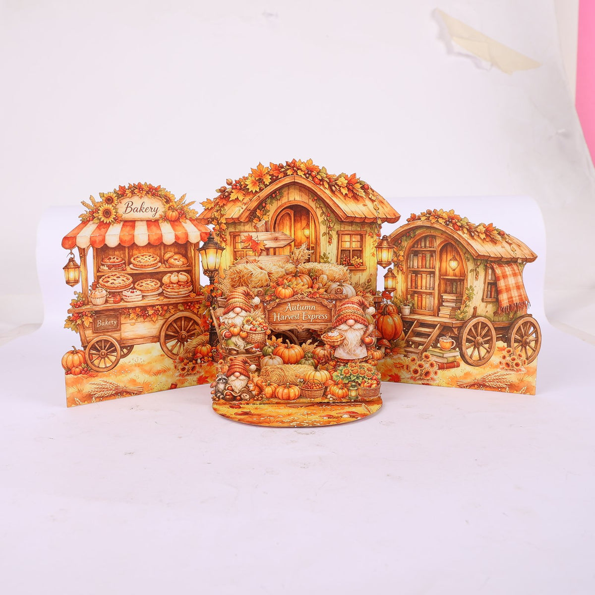 Autumn Gnome Harvest Double Door Pop Up Card