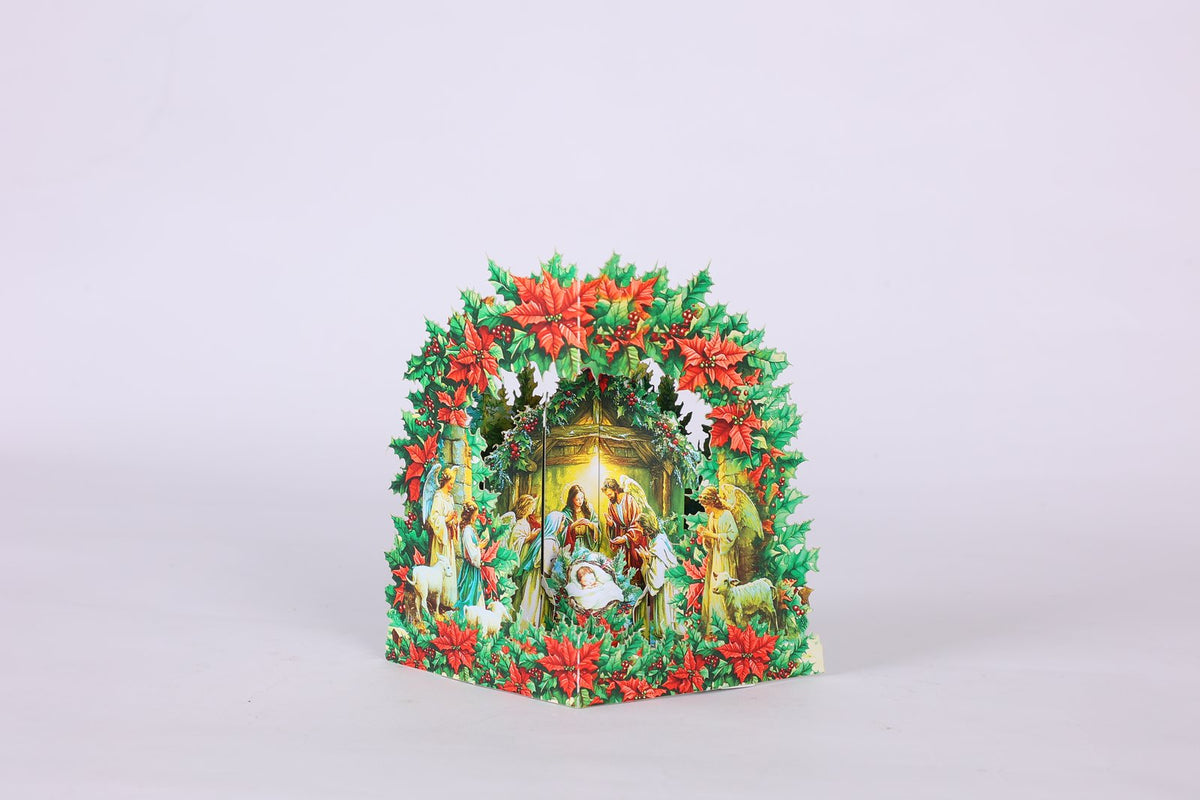 Nativity Poinsettia 3D Pop Up Card