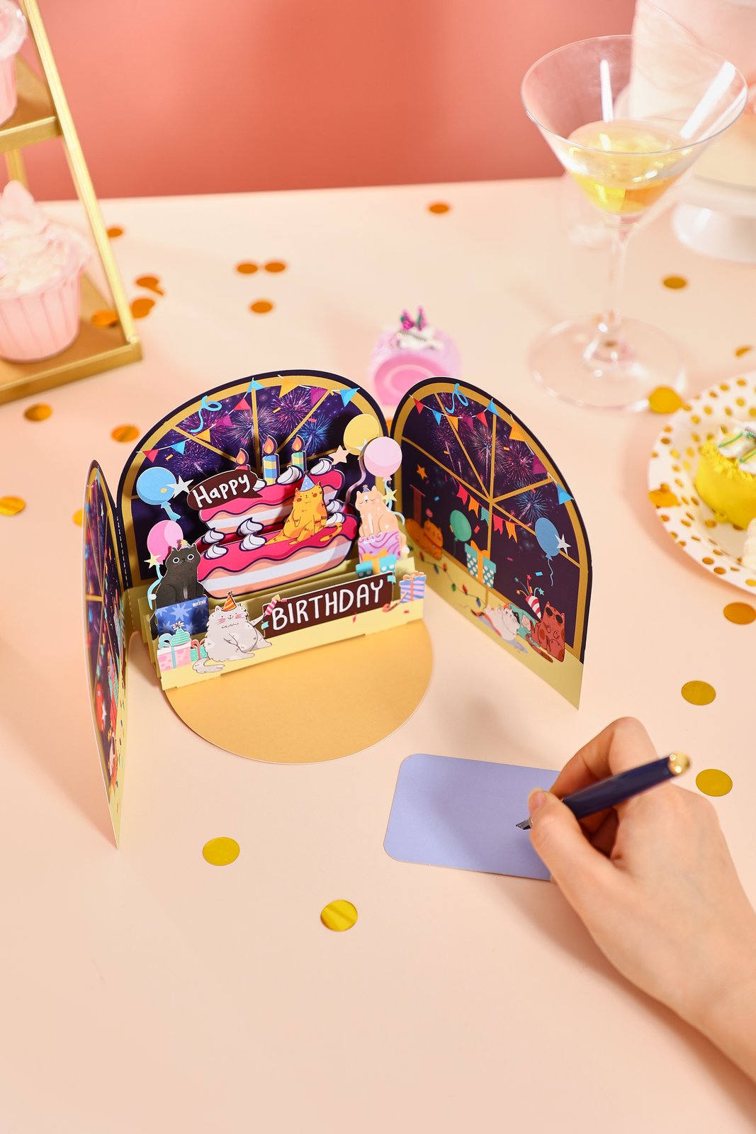 Cat Birthday Party 3D Pop Up Card
