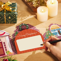 Christmas Door House Floral Wreath Flip Pop Up Card