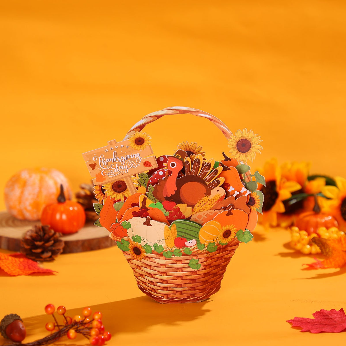 Thanksgiving Flower Basket 3D Pop Up Card