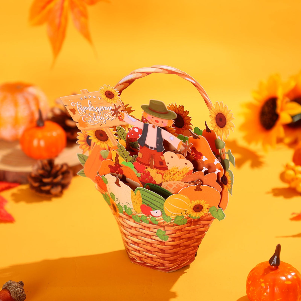 Thanksgiving Flower Basket 3D Pop Up Card