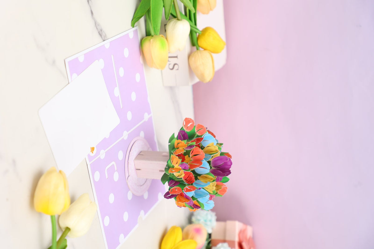 Berry Floral Branch Flip Pop Up Card