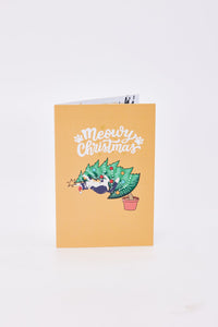 90° Cat Christmas Happy Climbing Tree Pop Up Card