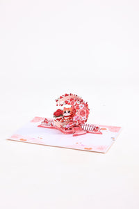Rose Crescent Moon Cat 3D Pop Up Card