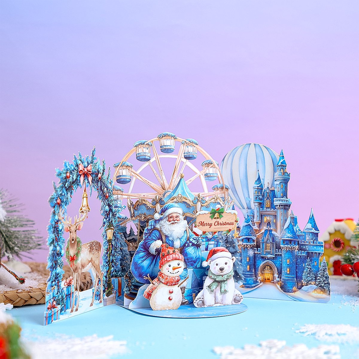Christmas Amusement Park Double Door Pop Up Card
