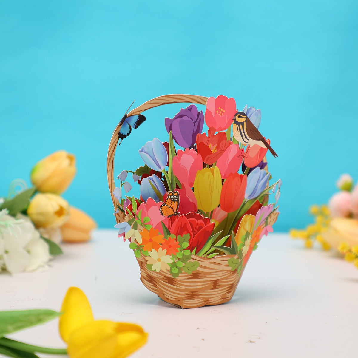 Tulip Mini Flower Basket Greeting Card