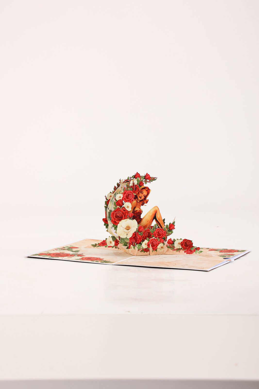 Crescent Moon Rose Lady Pop Up Card