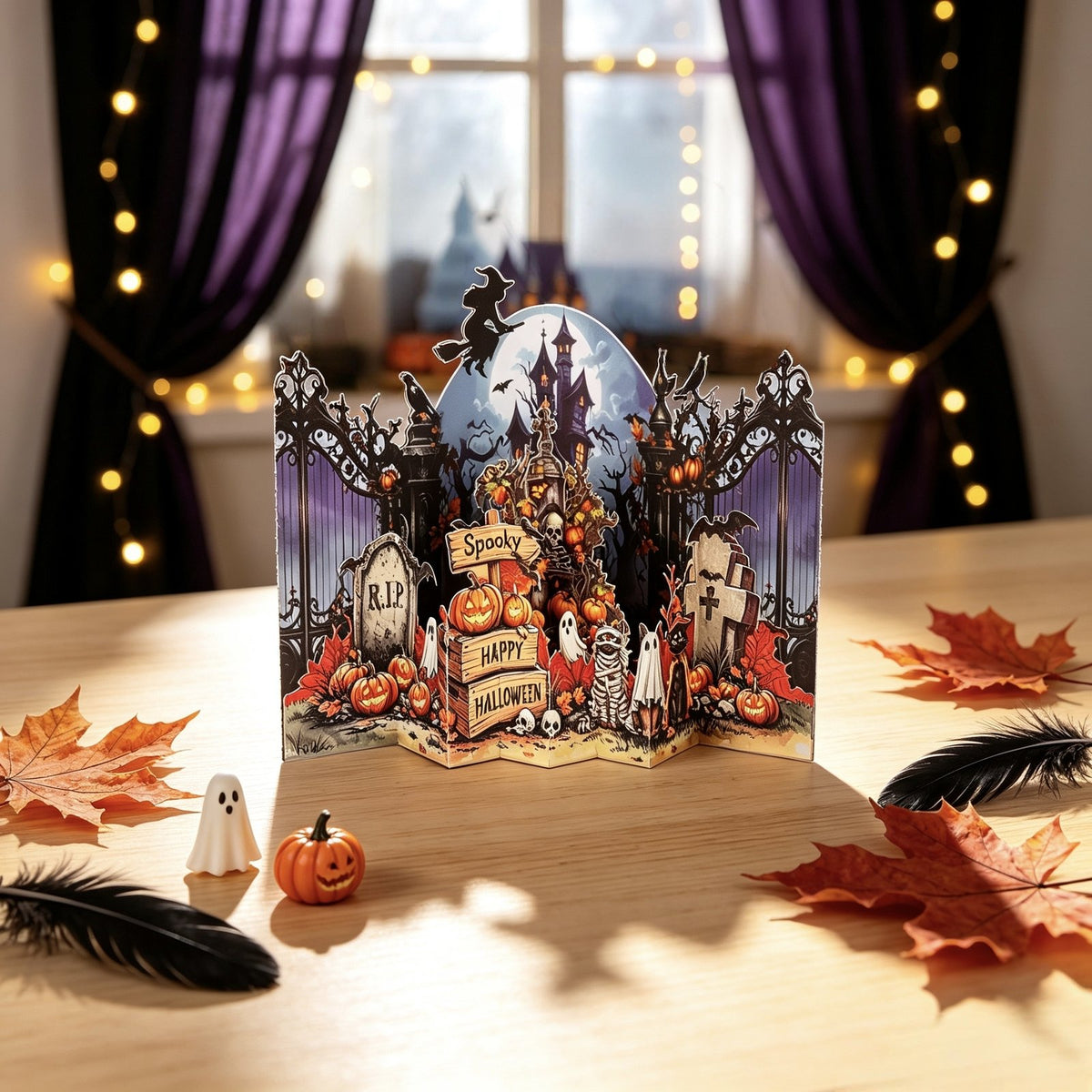 Halloween Haunted House Ornament Greeting Card