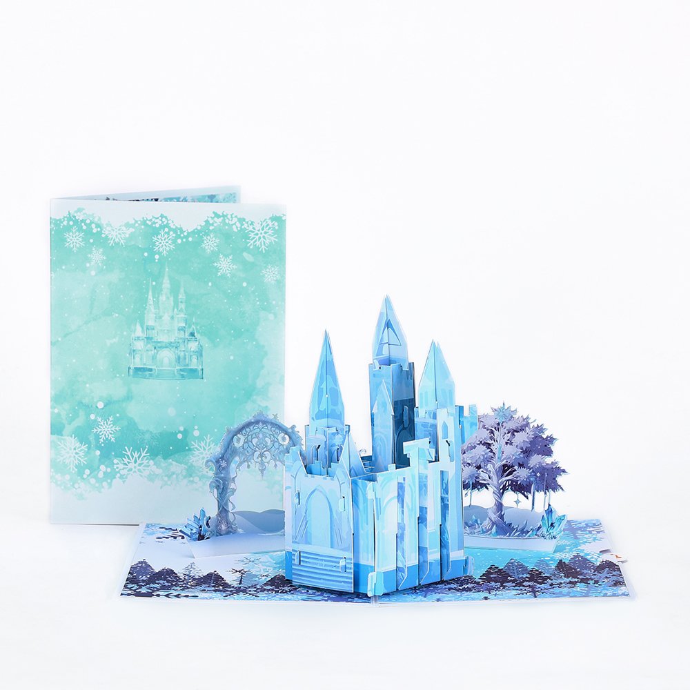 Icy Blue Castle 3D Pop Up Card