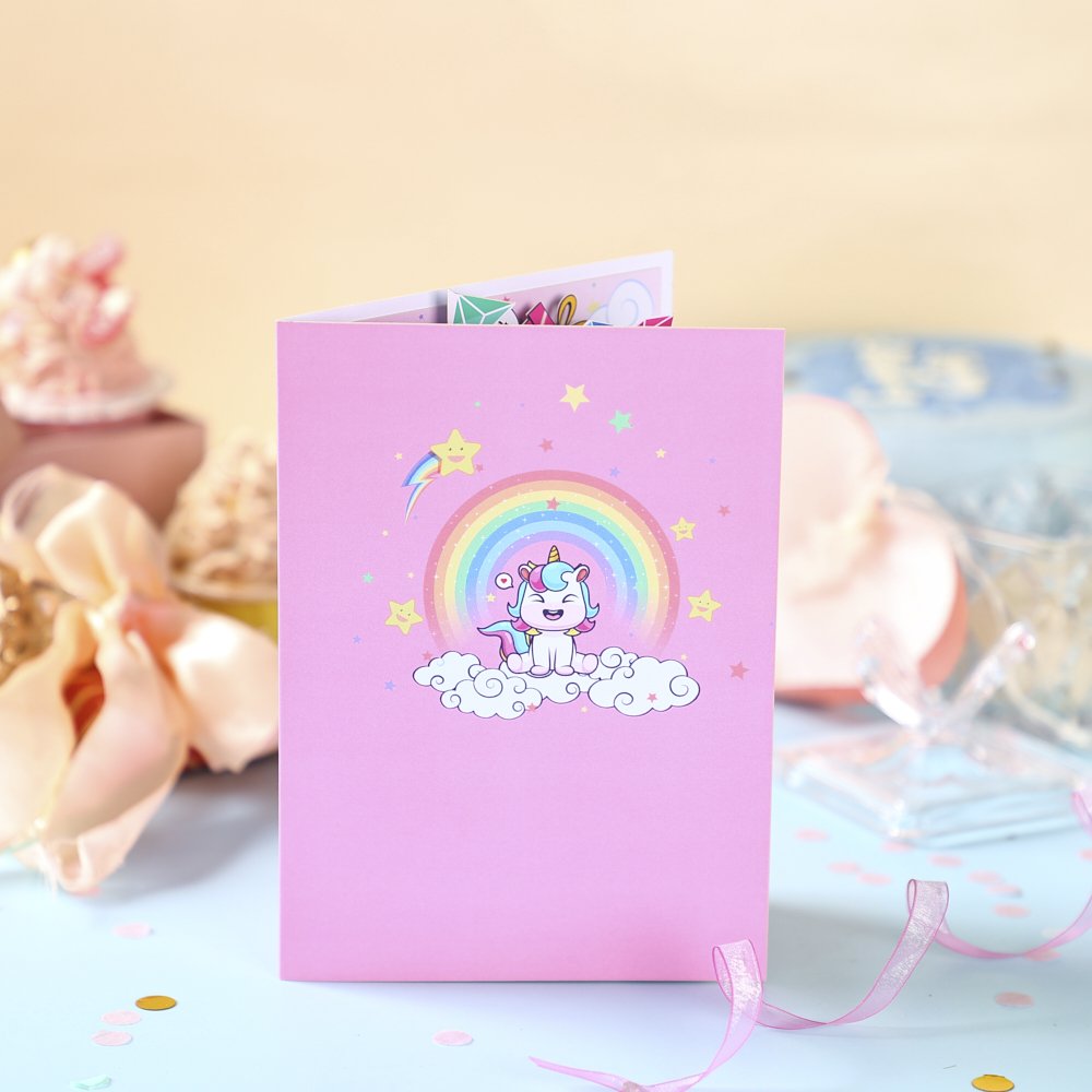 Pink Unicorn Birthday Greeting Card