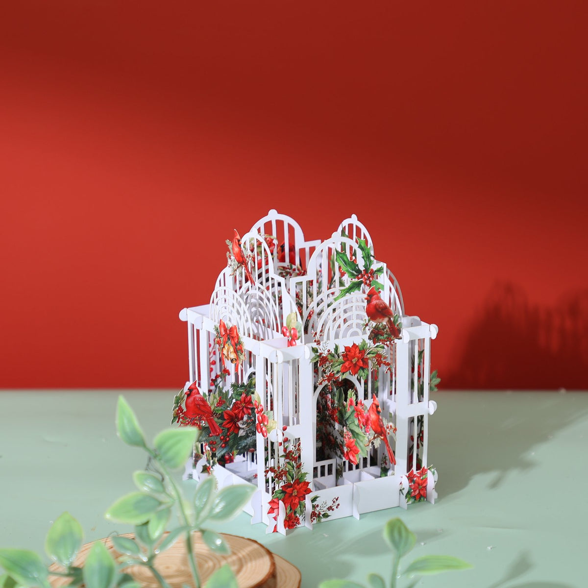 White Flower Arch Christmas Greeting Card