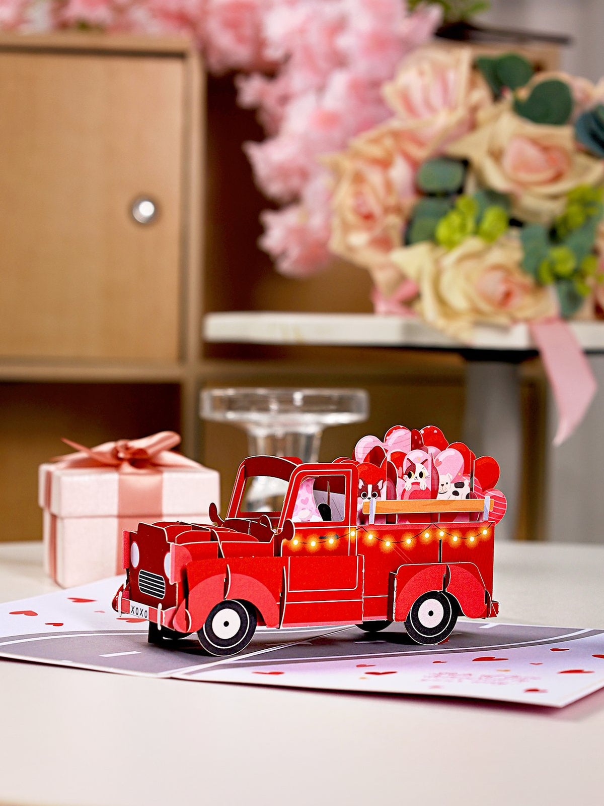 Valentine's Day Gnome Heart Truck Greeting Card
