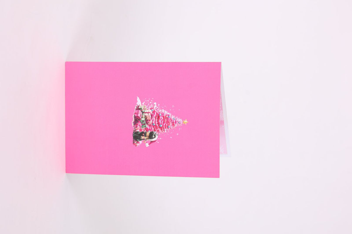 Pink Christmas Tree Flip Pop Up Card