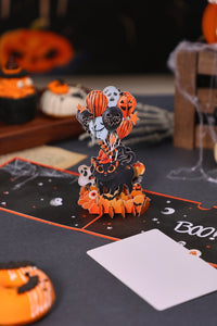 Halloween Balloon Kitten 3D Pop Up Card