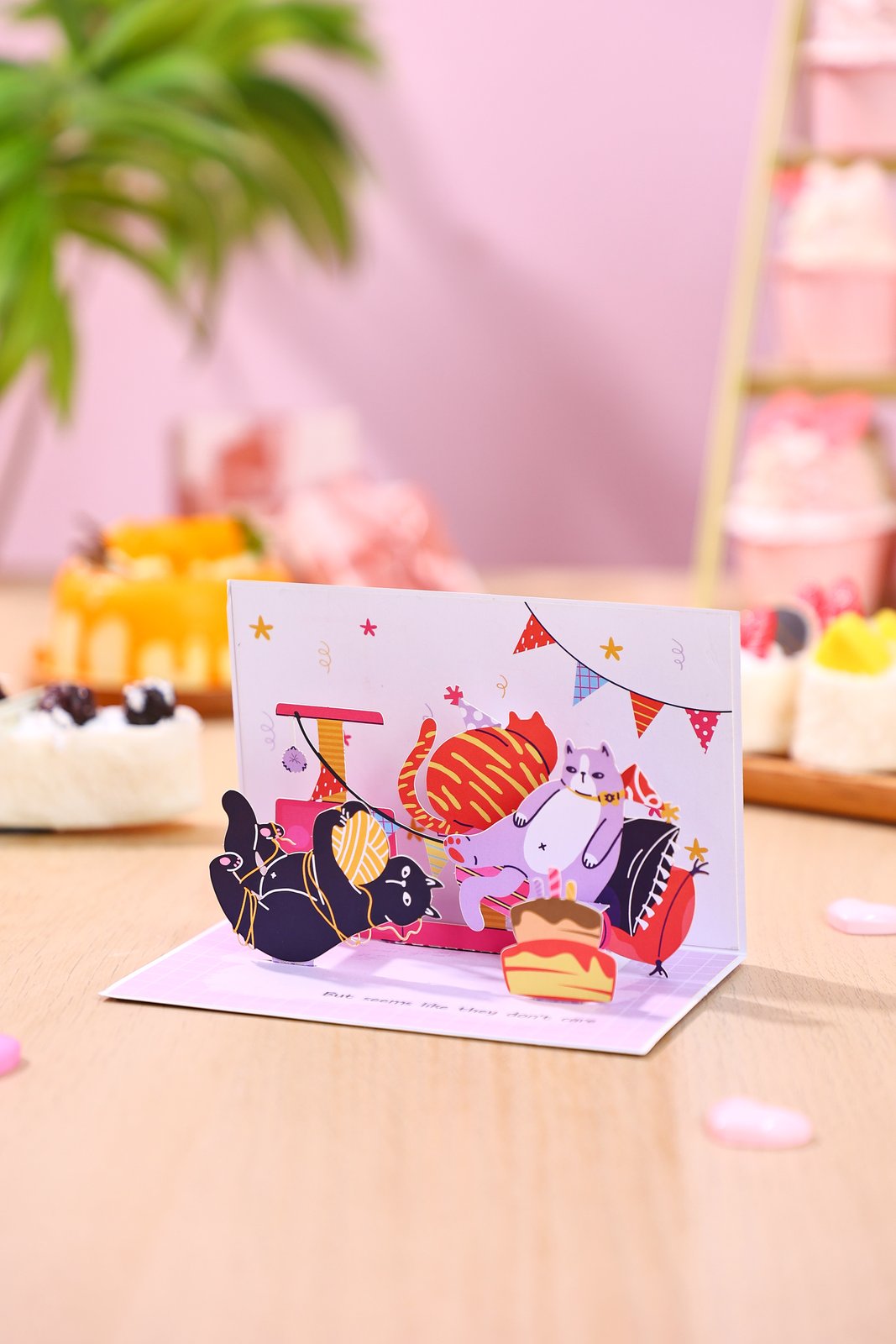 Cat Doesn't Care 90° 3D Pop Up Card