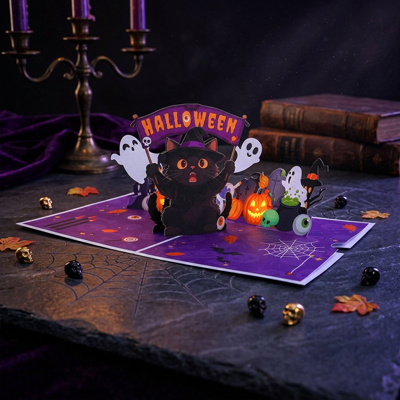 Black Cat Halloween Greeting Card