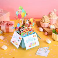 Clown Cat Balloon Birthday 3D Pop Up Card
