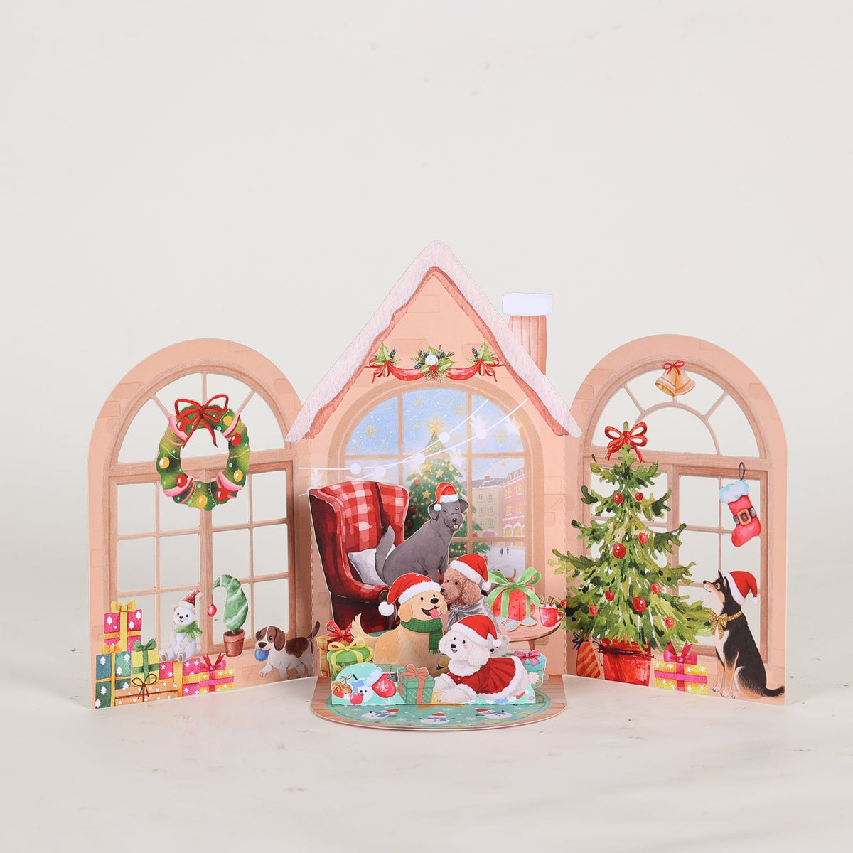 Christmas Cottage Window Scene 3D Pop Up Card