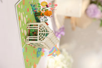 Greenhouse Cat Watering Plants 3D Pop Up Card