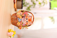 Orange Cat Flower Basket Hanging Ornament