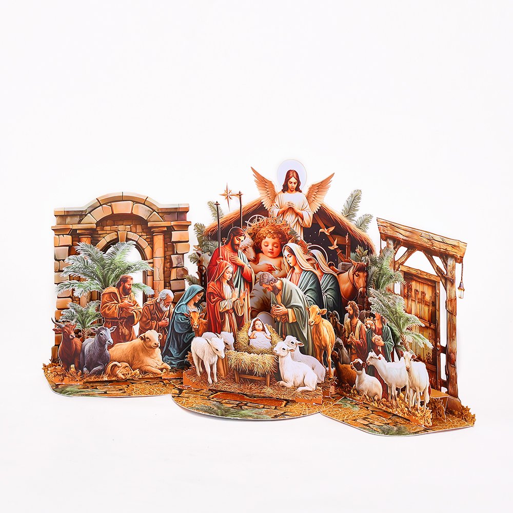 Palm Nativity Manger 3D Pop Up Card