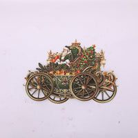 Santa Claus Green Car Ornament Greeting Card