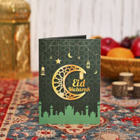 Green Ramadan Crescent Moon Greeting Card