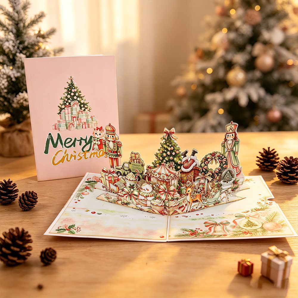 Pink Cute Christmas 3D Pop Up Card