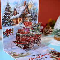 Christmas Horse Carriage Snowy Scene 3D Pop Up Card