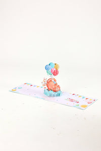 Cat Balloon Birthday 3D Pop Up Card