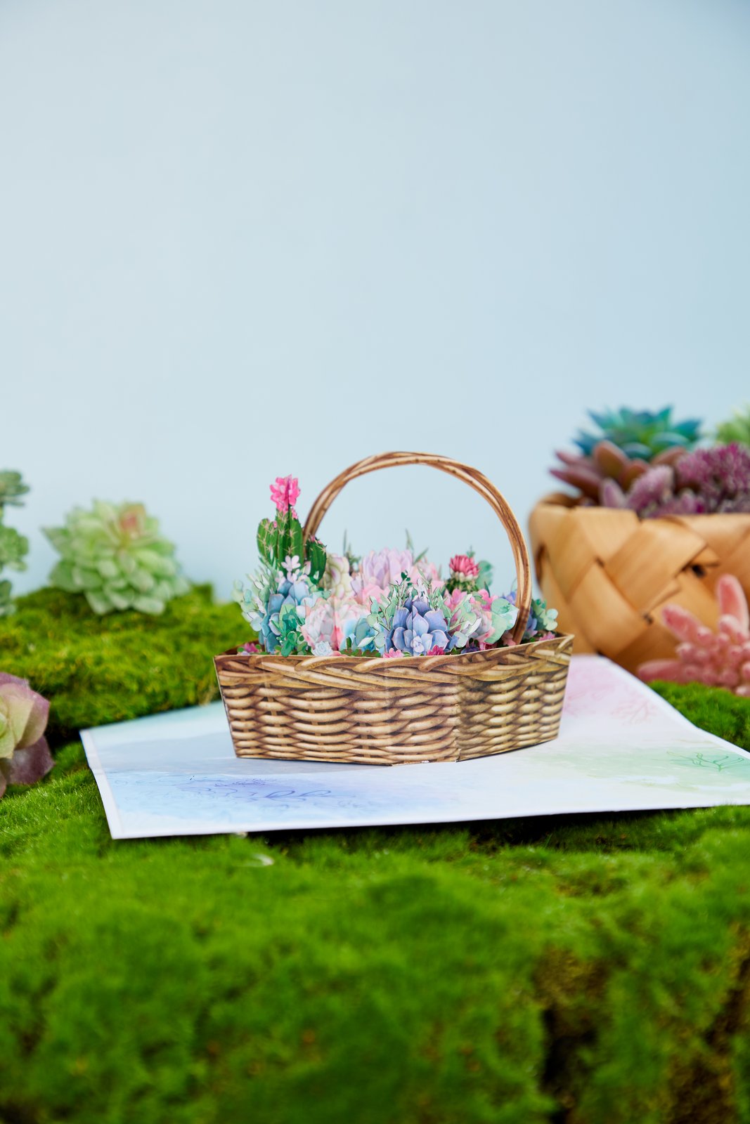 Succulent Flower Basket 3D Pop Up Card