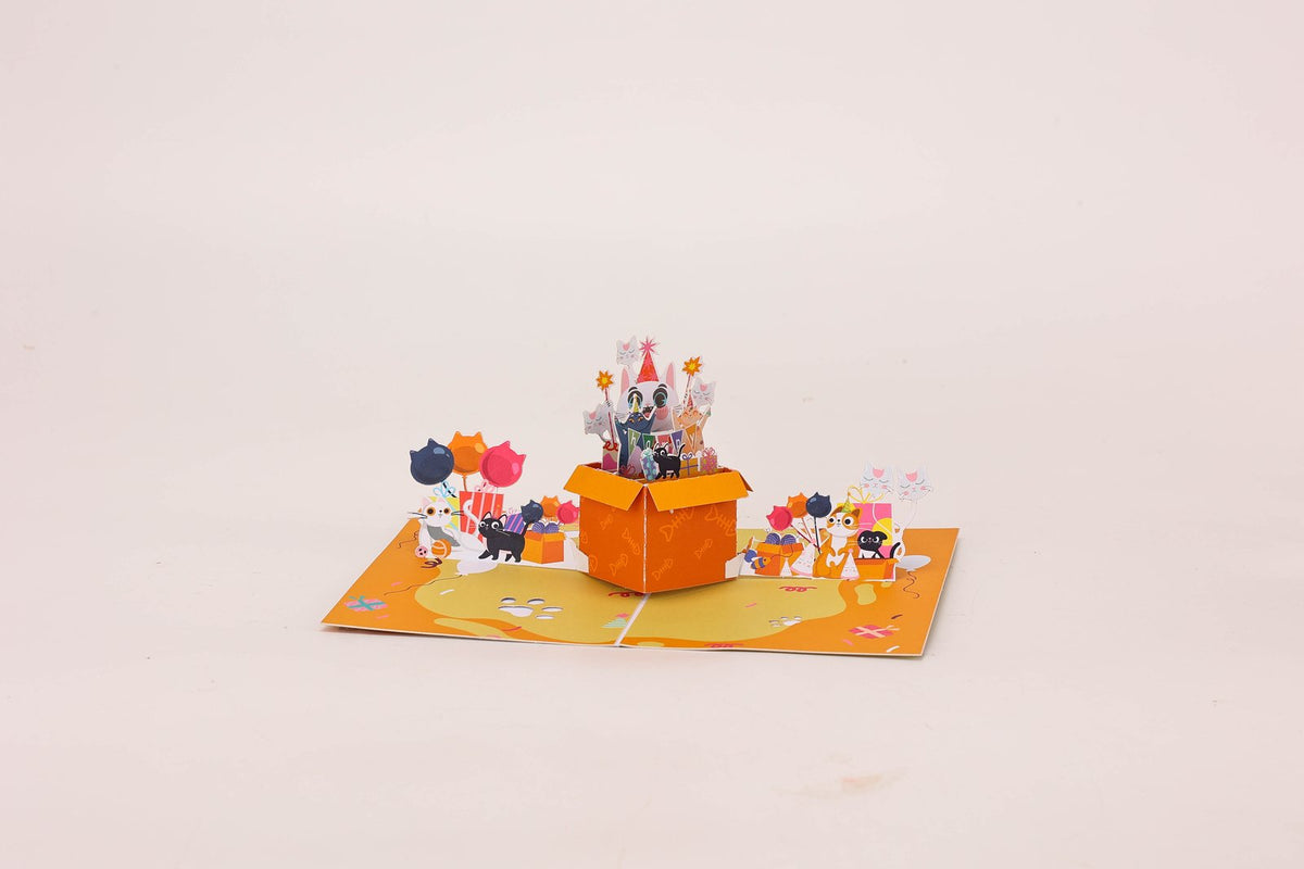 Cat Birthday Box Card