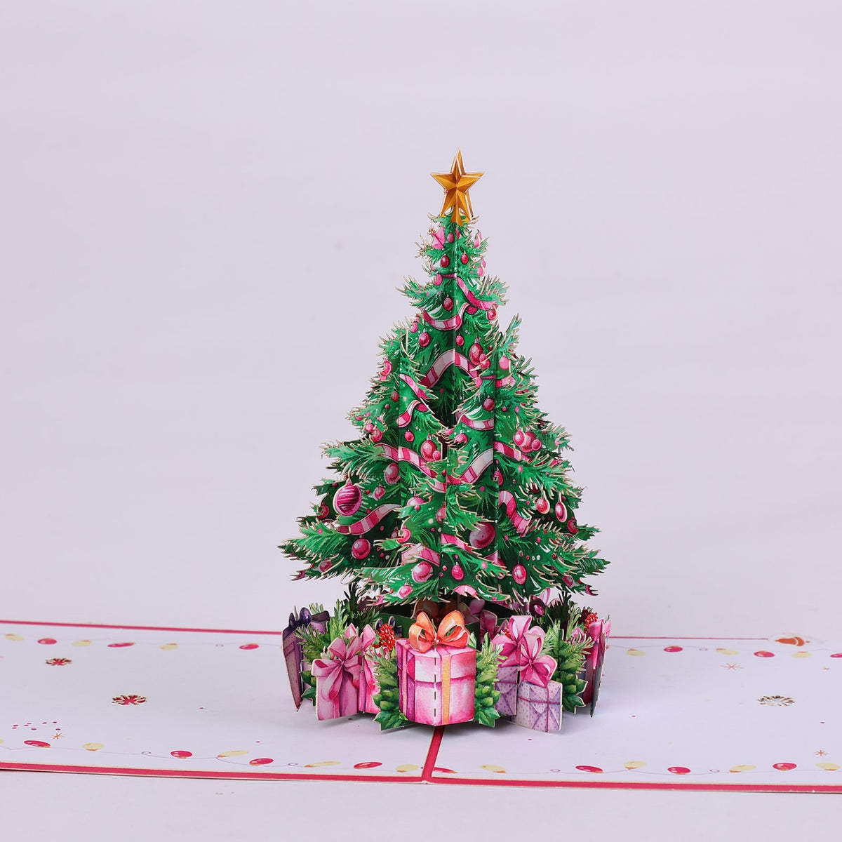 Pink Christmas Tree Greeting Card
