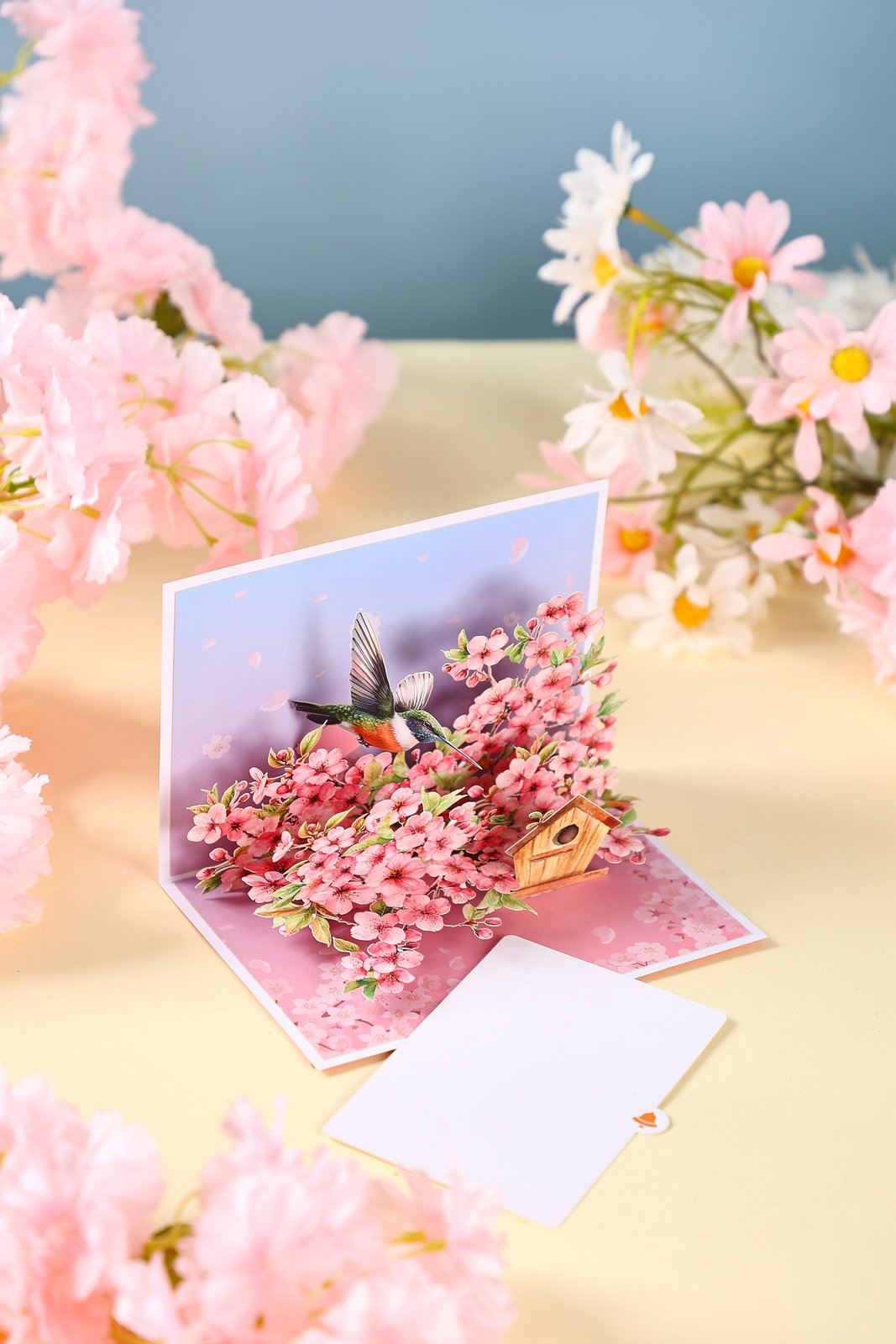 Cherry Blossom Hummingbird Greeting Card 2-Pack