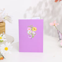 Mixed Color Cosmos Floral Branch Greeting Card