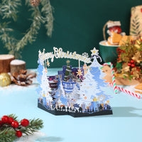 Christmas Castle Snowy Scene 3D Pop Up Card