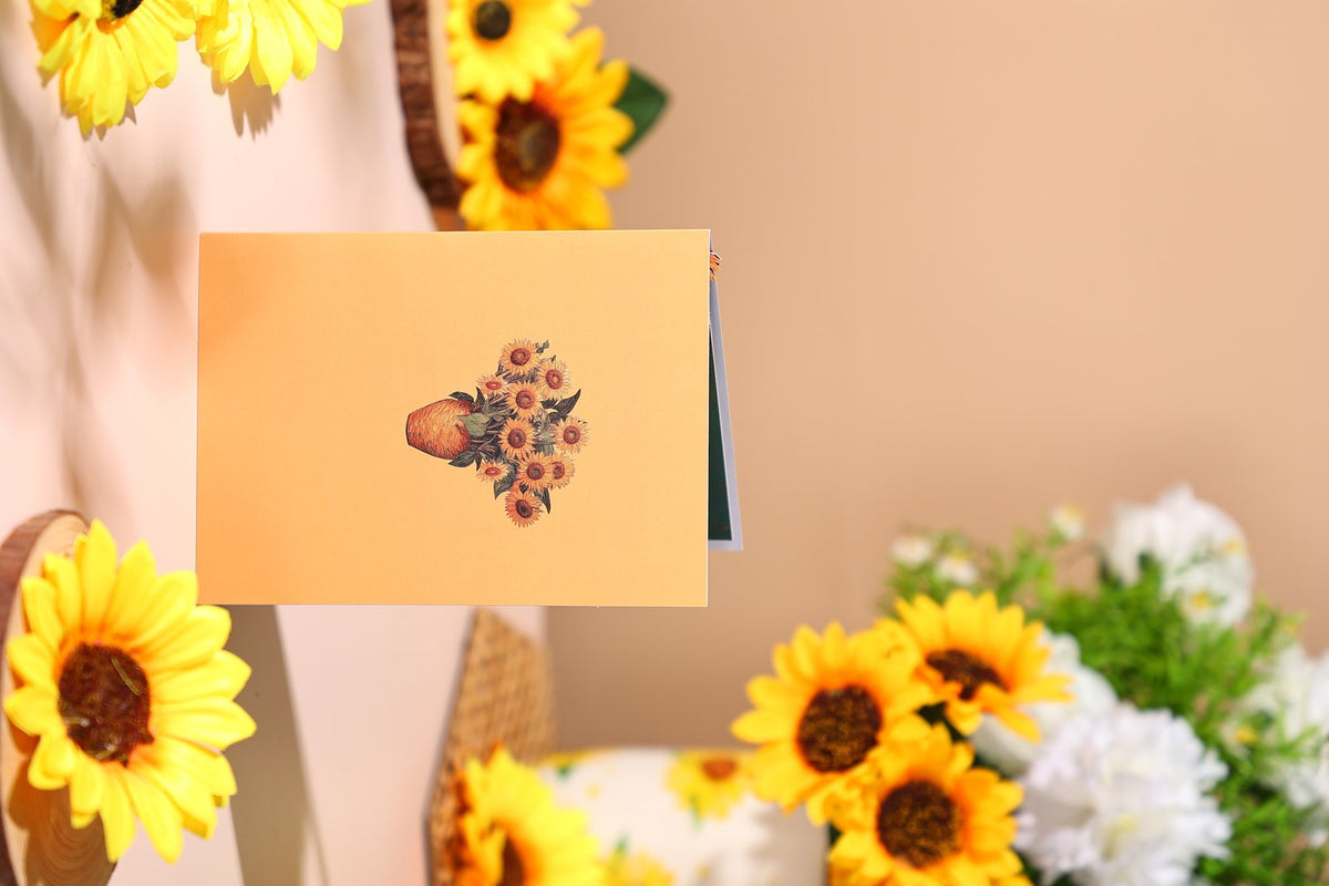 Sunflower Flower Vase 3D Pop Up Card