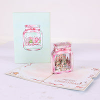 Christmas Pink Green Gift 3D Pop Up Card