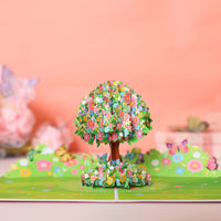 Flower Tree & Butterfly Garden Greeting Card