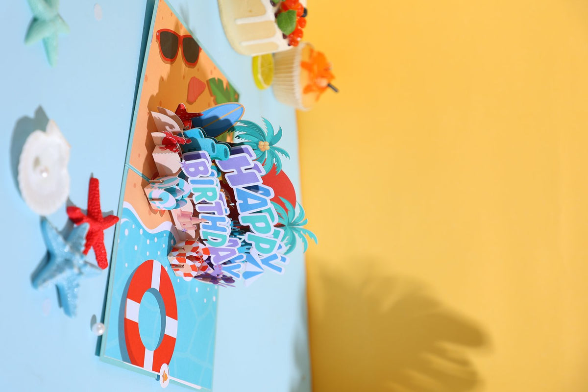 Surfing Birthday 3D Pop Up Card