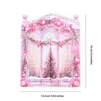 Pink Window Scene Christmas Greeting Card