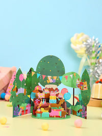 Forest Puppy Balloon Birthday Greeting Card