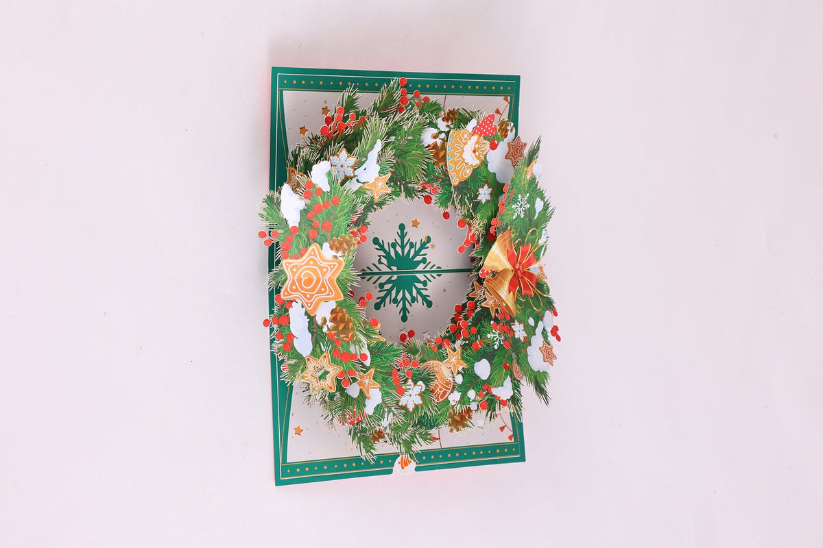 Christmas Gingerbread Floral Wreath 3D Pop Up Card